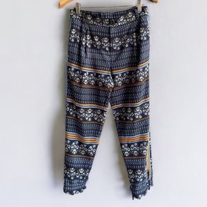 Elevenses By Anthropologie Aralia Jogger Pant Blue Brown Geometric Cropped Pants